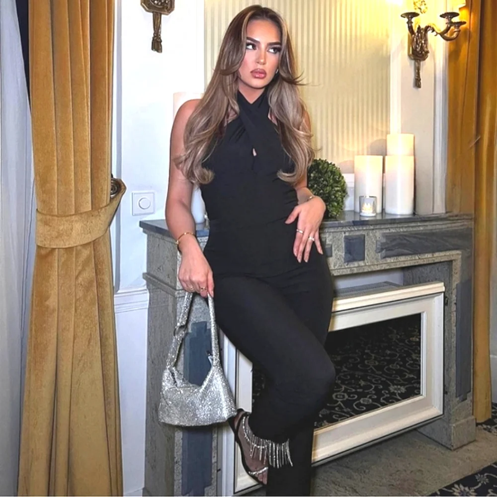Zara fringe long jumpsuit black Size S